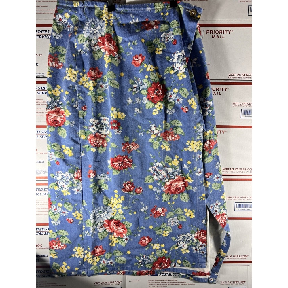 Vintage 90s Vivaldi Jeanswear Skirt‎ Sz 14 Floral Wrap USA Hippie BOHO Festival